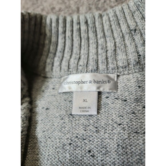 Christopher & Banks Womens Sweater Vest Full zip Size Large Gray - Picture 3 of 5
